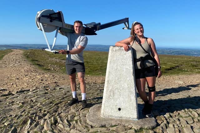 Jack and friend Tessa Durkin at the Pendle Hill trig point