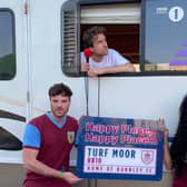 Jordan North, Greg James and Vick Hope at Turf Moor. PIC: BBC Radio 1