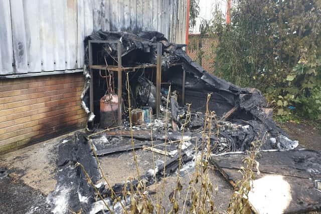 The aftermath of the suspected arson attack in Clitheroe last night