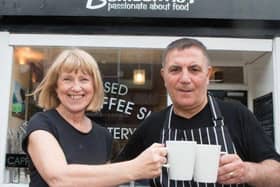 John and Lynn Scibetta had to close their cafe in Burnley yesterday afternoon after t was flooded with rainwater