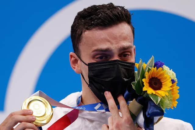 James Guy is clearly emotional after clinching gold in the Tokyo Olympic Games (Getty Images)