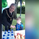The Mayor with his great nephew Charlie Morris who took part in the Mayor's Mile fun run