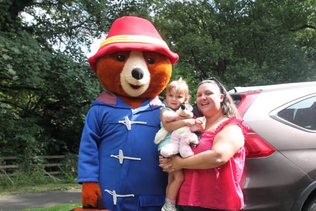 The arrival of Paddington Bear at Padiham's Party in the Park (photo by Howard Hudson)