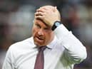 Burnley manager Sean Dyche is seen during the Carabao Cup Second Round match between Newcastle United and Burnley at St. James Park on August 25, 2021 in Newcastle upon Tyne, England.