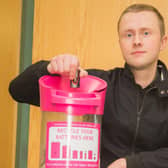 Ribble Valley Borough Council engineering assistant Daniel McCaffrey urging people to think before they bin