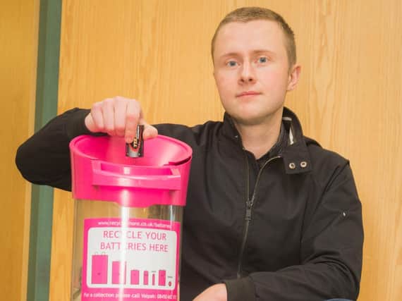 Ribble Valley Borough Council engineering assistant Daniel McCaffrey urging people to think before they bin