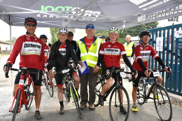 Bill Honeywell (centre) with cyclists ready for the charity bike ride. Picture by David Bleazard