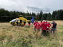 One of the cyclists was flown to hospital. Picture BPMRT