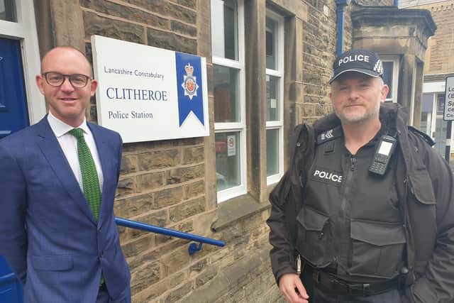 Lancashire's Police and Crime Commissioner, Andrew Snowden, with Clitheroe Police Sgt Kevin Day