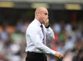 Sean Dyche, Manager of Burnley looks on prior to the Premier League match between Burnley and Arsenal at Turf Moor on September 18, 2021 in Burnley, England.