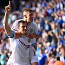 Chris Wood of Burnley celebrates scoring a goal which is later ruled out for offside during the Premier League match between Leicester City and Burnley at The King Power Stadium on September 25, 2021 in Leicester, England.