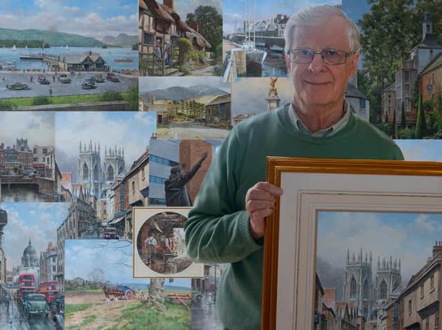 Artist John Chapman with his stunning collection of paintings