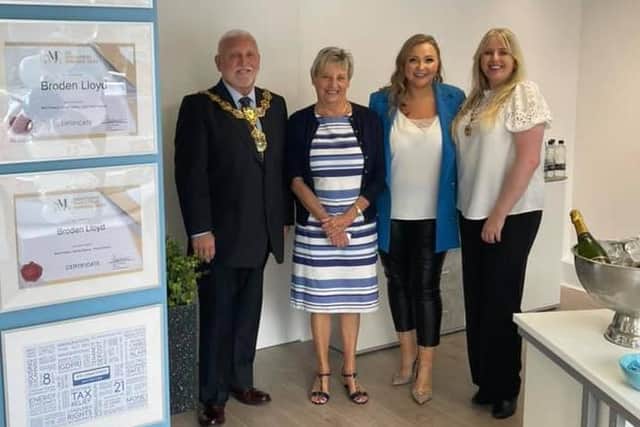 (From left) Mayor of Pendle Councillor Neil Butterworth and Mayoress Victoria Fletcher with Lizzy Thompson and Jennifer Hillam.
