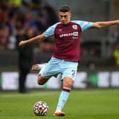 Matthew Lowton of Burnley during the Premier League match between Burnley and Norwich City at Turf Moor on October 02, 2021 in Burnley, England.