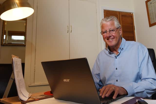 Roger at work writing his next novel