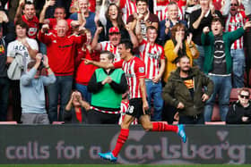 Jack Cork of Southampton (18) celebrates as he scores their third goal during the Barclays Premier League match between Southampton and Sunderland at St Mary's Stadium on October 18, 2014 in Southampton, England.