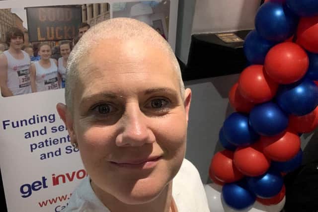 Helen bravely shaved her hair to support Rosemere Cancer Foundation