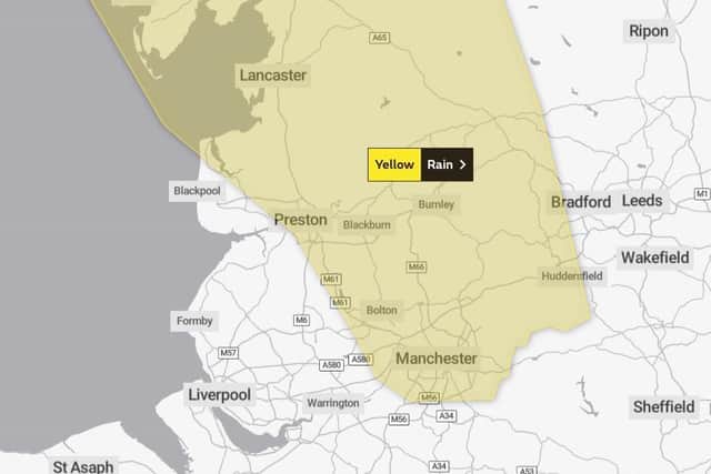 Lancaster, Preston, Burnley and South Ribble are covered by Friday's weather warning.
