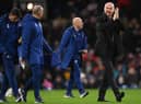 Burnley manager Sean Dyche applauds the fans as he makes his way to the dugout before the Carabao Cup Round of 16 match between Burnley and Tottenham Hotspur at Turf Moor on October 27, 2021 in Burnley, England.
