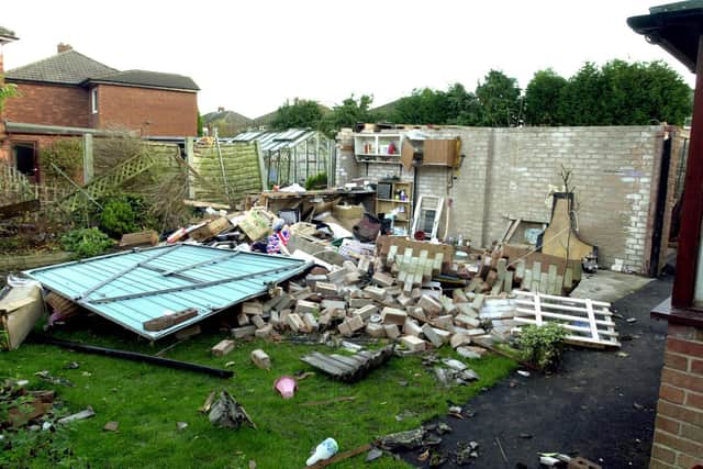 Destruction after a tornado hit parts of Preston