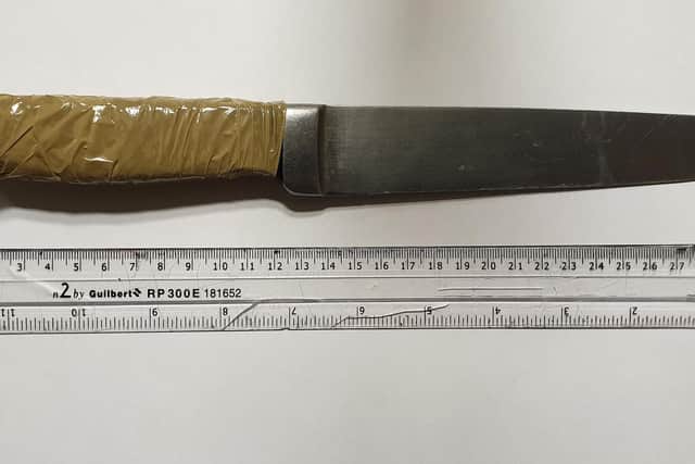 The knife the 14-year-old boy was carrying