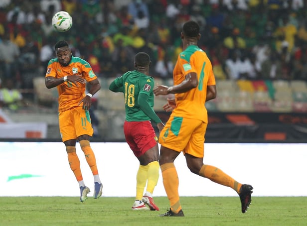 Maxwel Cornet in action for Ivory Coast in Cameroon