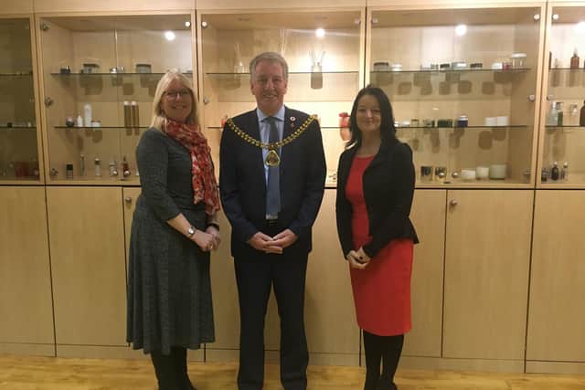 The Mayor of Burnley Coun. Mark Townsend was the VIP guest at Burnley manufacturing company Saco, where he was given a guided tour of the factory by director Vicky Moody and Mandy Musso who is recruitment and resource co-ordinator.