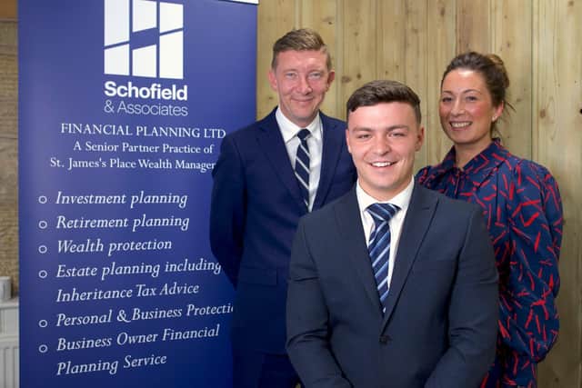 Company founder Paul Schofield (back) with operations manager Vicki Boult and financial adviser Toby Uttley Muldoon
