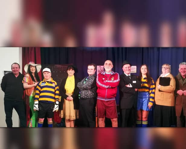 The cast of Greenbrook Theatre Group's  'Who Killed The Football Manager?'