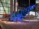 The large Christmas tree outside Sainsbury's and the council offices in Talbot Square was downed by Storm Arwen on Friday, November 26, 2021 (Picture: Darren Nelson)