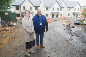 Rachael Stott, Ribble Valley Borough Council’s housing strategy manager, and Wayne Smith, neighbourhood specialist for Ribble Valley at Onward Homes, at the Dixon Road development