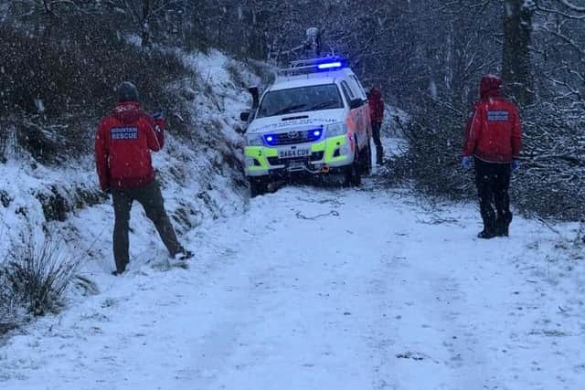 Rossendale and Pendle Mountain Rescue teams helping people over the weekend. Photo credit: RPMR