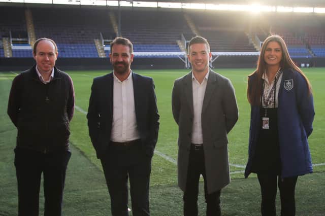 Will Cook, PR and Comms Officer at James Hall & Co. Ltd, Ben Bottomley, Head of Brand and Partnerships at Burnley FC in the Community, Tom Murphy, Marketing Manager at James Hall & Co. Ltd, and Anna King, Marketing and Events Executive at Burnley FC in the Community.