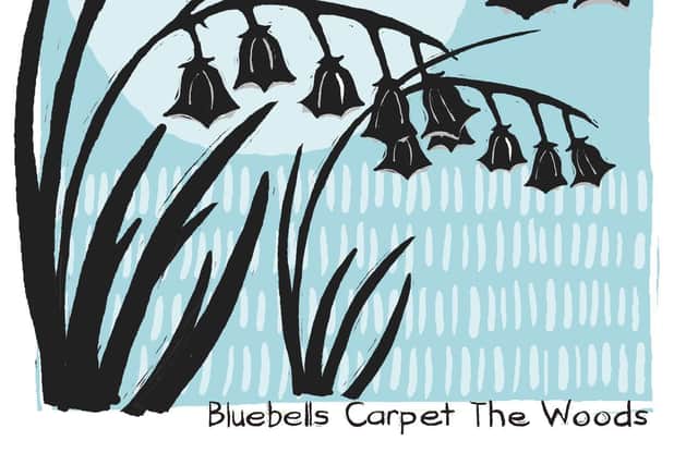Part of the Bluebells Carpet The Woods illustration by Cath Ford