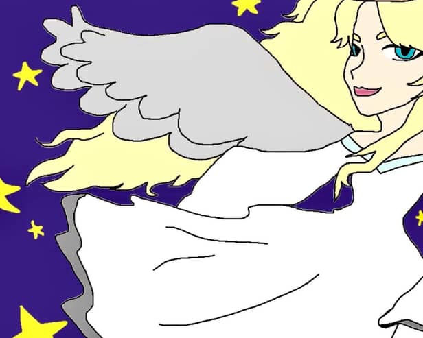 Angel Christmas card design by Ava Jolliffe for the Deafblind UK charity