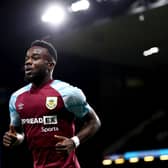 Maxwel Cornet of Burnley prepares to take a corner during the Carabao Cup Round of 16 match between Burnley and Tottenham Hotspur at Turf Moor on October 27, 2021 in Burnley, England.
