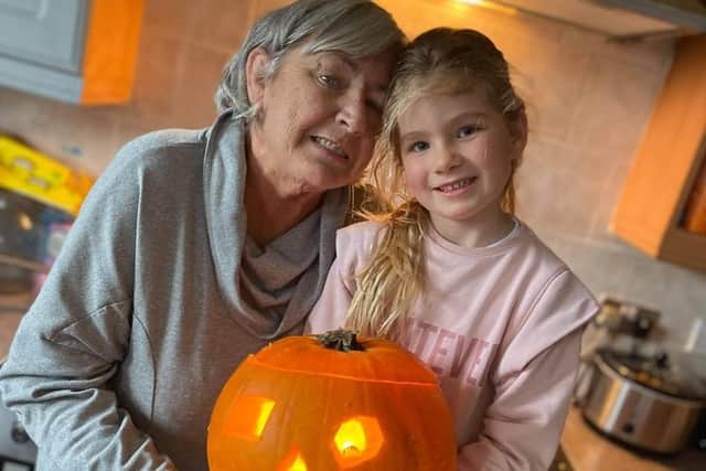 Kind-hearted Willow with granny Rosalyn, who also helped her
carve pumpkins at Halloween