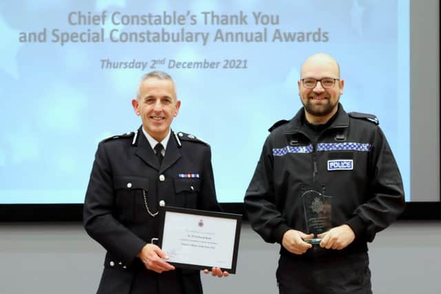 Chief Constable Chris Rowley (left) with Special Constable Dave Reid