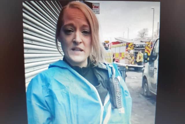 Sgt Victoria Bramley at the scene of the cannabis farm fire this morning
