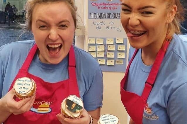 Team Jordan cupcakes made by Joanne White (left and Georgia Singleton sold like hotcakes to raise cash for Pendleside Hospice