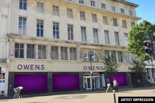 An artist's impression of what the outside of Owen's will look like, formerly the old Debenhams store in Hastings. SUS-220224-134203001