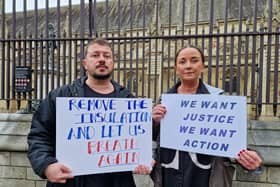 Christian and Rebecca Lofthouse, who shared their dad Ian's story in Parliament to help raise awareness of the cavity wall insulation scandal following the collapse of SSB Law.