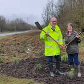 Councillor Shaun Turner and Councillor Carole Haythornthwaite planted the 500th tree along the A59 in Clitheroe thanks to a grant of £83,692 from the the Local Authority Treescapes Fund