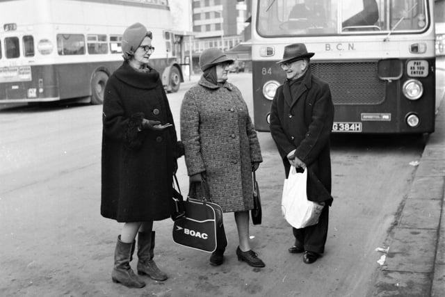 Discussing the fare increases at Burnley bus station are (from the left) Mrs Mary Halstead of Brunshaw Avenue and Mrs Cropper and her husband Wilfred.
A unanimous 'not again' was the passengers' reaction to yet another increase in local bus fares, which was given the go-ahead by the Traffic Commissioners. Many people saw the increases as the last straw in the spiral of rising prices occurring at the time. Some things never change seemingly.