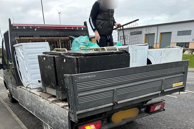 This vehicle was stopped in Blackpool due to its unsafe insecure load. 
The driver was reported and the vehicle and the load was made safe before it was allowed to continue its journey.