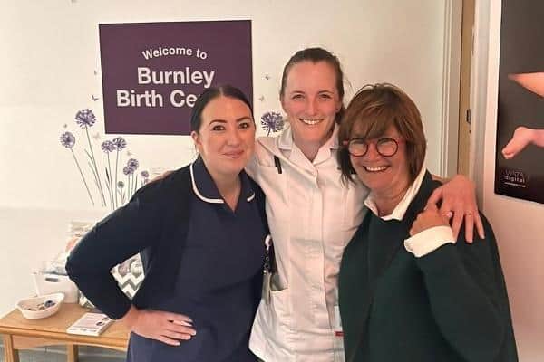 Seasoned retired midwife Sheena Byrom with her midwife daughter Anna (left) and god daughter Jessica Acker, who is Burnley Birth Centre Manager and Team Leader at Lancashire Women’s and Newborn Centre.