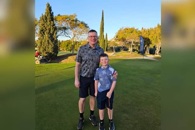 Ritchie Riley with dad Kev in Spain
