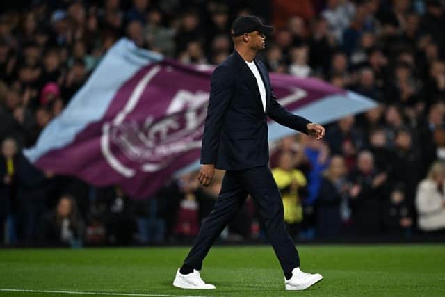 Burnley's Belgian manager Vincent Kompany arrives for the English Premier League football match between Burnley and Manchester United at Turf Moor in Burnley, north-west England on September 23, 2023. (Photo by Paul ELLIS / AFP) / RESTRICTED TO EDITORIAL USE. No use with unauthorized audio, video, data, fixture lists, club/league logos or 'live' services. Online in-match use limited to 120 images. An additional 40 images may be used in extra time. No video emulation. Social media in-match use limited to 120 images. An additional 40 images may be used in extra time. No use in betting publications, games or single club/league/player publications. /  (Photo by PAUL ELLIS/AFP via Getty Images)