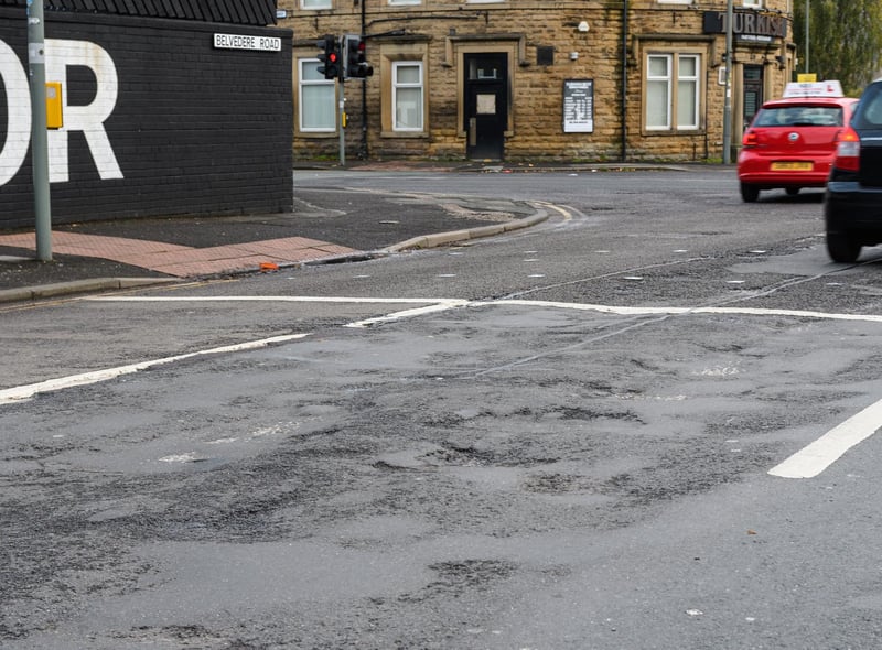 Potholes in Belvedere Road, near Turf Moor in Burnley. Photo: Kelvin Stuttard