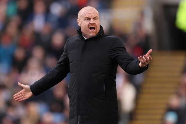 BURNLEY, ENGLAND - MARCH 05: Sean Dyche, ex-manager of Burnley, reacts during the Premier League match between Burnley and Chelsea at Turf Moor on March 05, 2022 in Burnley, England. (Photo by Lewis Storey/Getty Images)